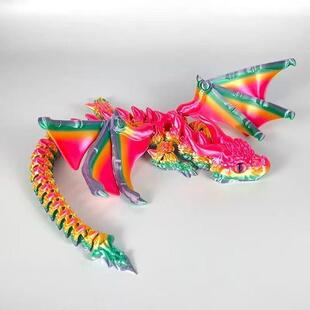 。3D打印双角飞龙带翅膀多关节灵活可动镭射渐变爆款模型儿童玩具