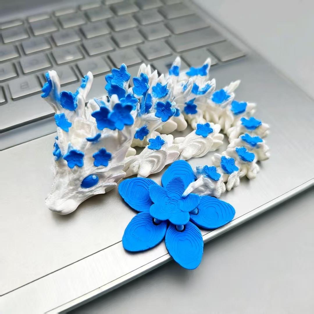 。3D打印樱花龙关节可活动玩具创意中国龙网红摆件创业