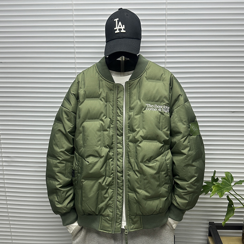 90白鸭棒球领羽绒衣服男士