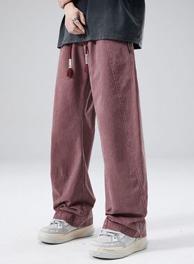 休闲裤男士夏季新款美式复古长裤宽松直筒阔腿裤工装裤子男生春装