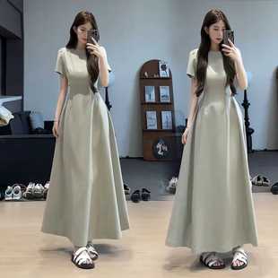 a字连衣裙 高级感小个子收腰显瘦短袖 法式 温柔风长裙女夏2025新款