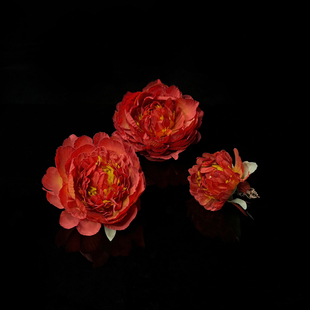 牡丹花头饰 绢花假花仿真花唐装 红色大花朵发饰 汉服头花发夹