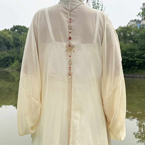 《笙烟》长背云流苏汉服配饰  璎珞长流苏背云  压襟禁步通用饰品