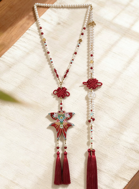 朱红长流苏鱼锦鲤汉服新中式刺绣