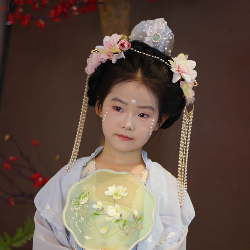 《烟橘》儿童宋制发冠头饰 汉服配饰发饰3d打印仙气莲花发冠