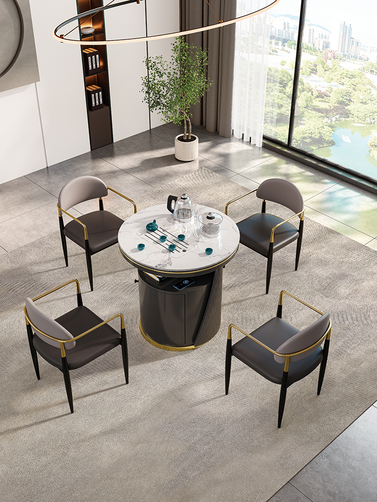 岩板简约轻奢可移动茶台茶车