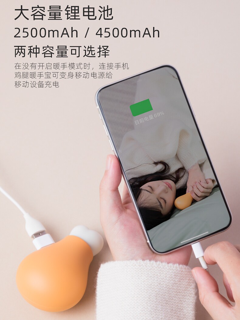 CHICKEN LEG | HAND WARMER CHICKEN LEG HAND WARMER DOUBLE-SIDED HEATING DESIGN 4500MAH