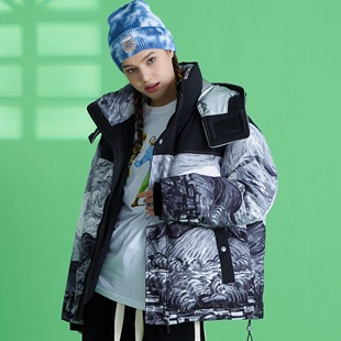 【梵高星月夜联名】新款外套90白鸭绒羽绒服潮牌男女情侣款