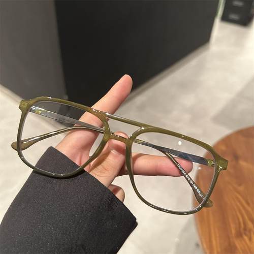 飞行员TR90大框眼镜框男大脸显瘦防蓝光近视眼镜女可配度数高级感