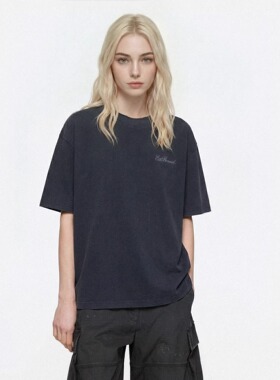 E86BRAND 骏马奔腾水洗做旧破坏圆领短袖