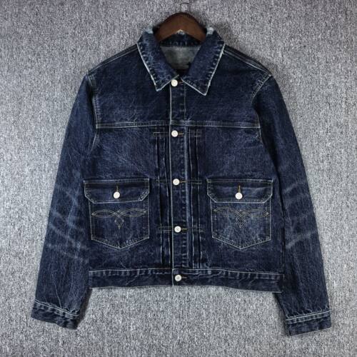 OVERALLS 卡车司机牛仔工作夹克 短款indigo复古水洗做旧磨破刺绣