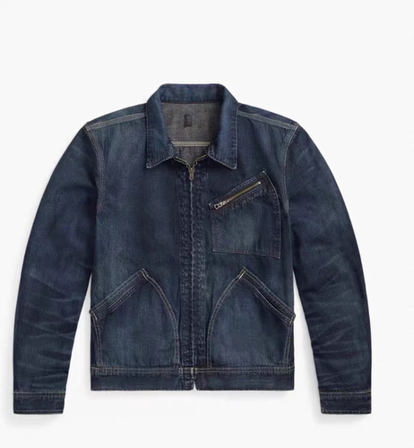 经典款RRL 牛仔夹克男士复古水洗做旧西部外套