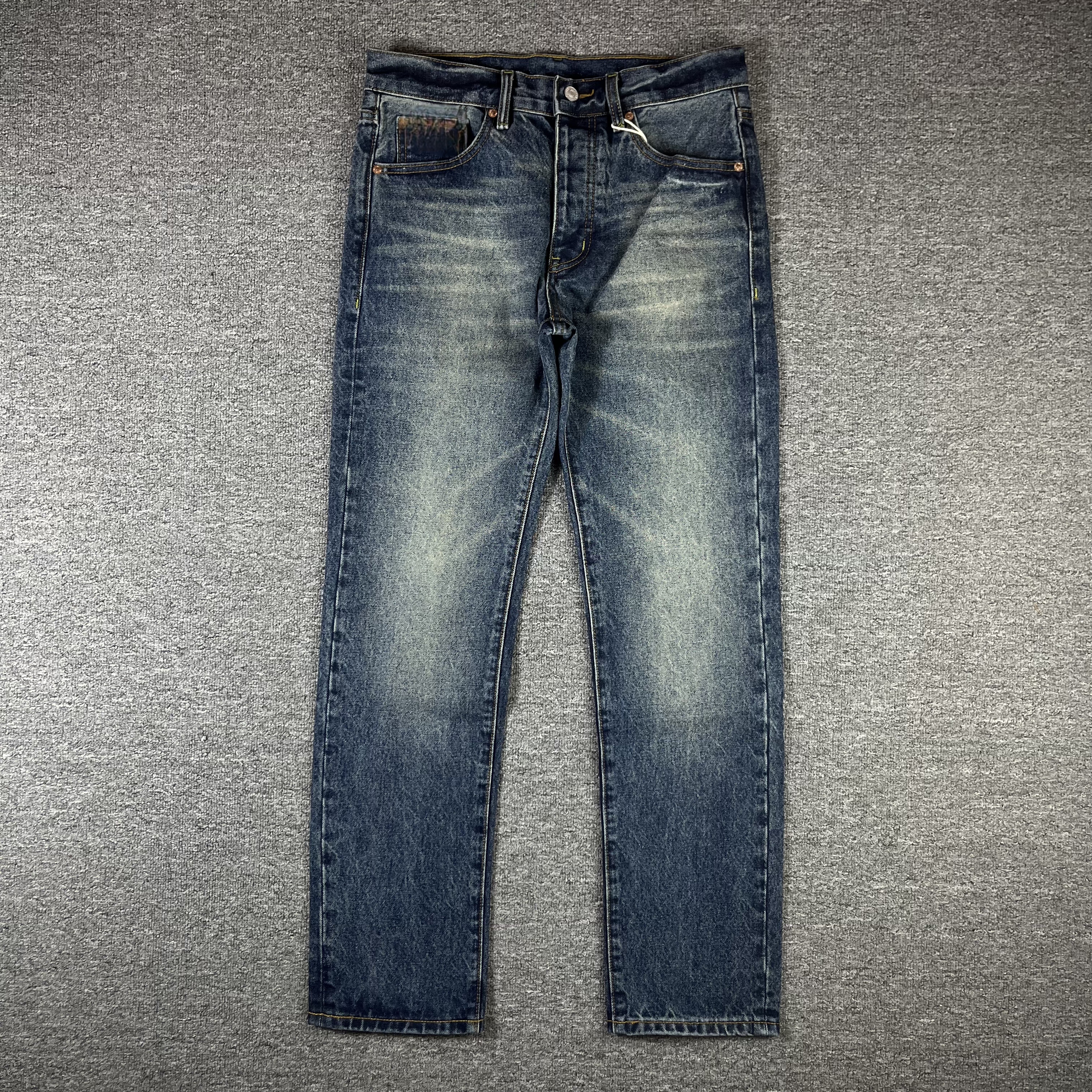 RRL厚重纽扣门襟牛仔裤 男士经典款复古五口袋直筒版型