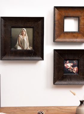 复古实木画框空框装裱中古风油画装饰画挂墙高端相框定制diy