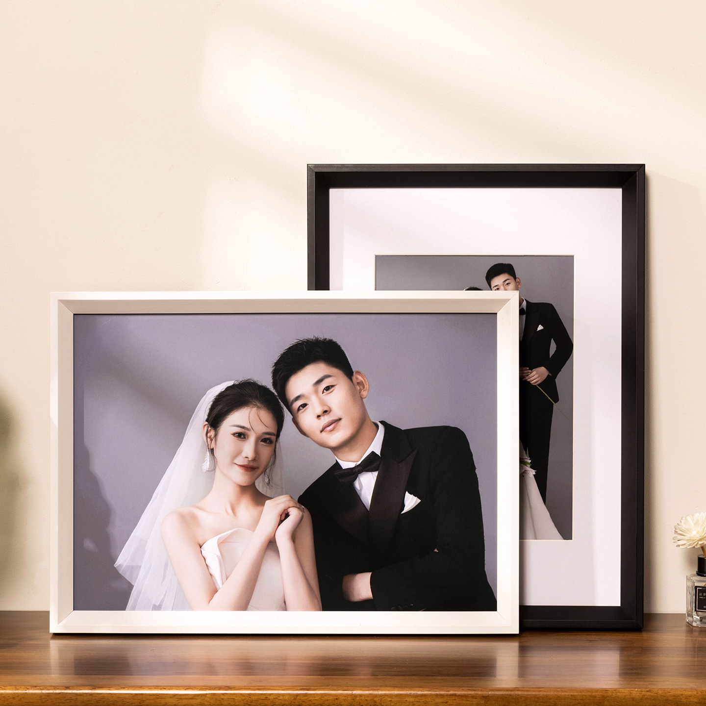 实木婚纱照相框摆台可挂墙定制