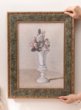 复古实木画框空框美式做旧a3a4挂墙高级感油画外框相框定制裱画框