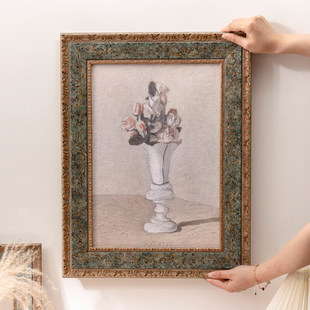 复古实木画框空框美式做旧a3a4挂墙高级感油画外框相框定制裱画框