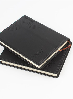 Gancin 黑色软皮记事本36K加厚本子办公文具笔记本日记本定制本子