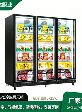 跨境商场超市冰箱冰淇淋低温柜风冷立式冰柜冷冻展示柜商用急冻柜