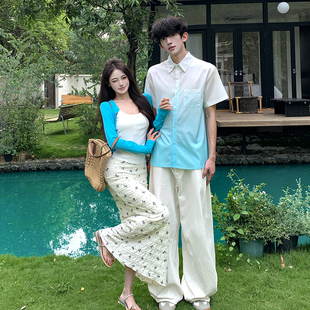 小众设计感情侣装夏季穿搭新款修身显瘦女套装连衣裙法式一裙一衣