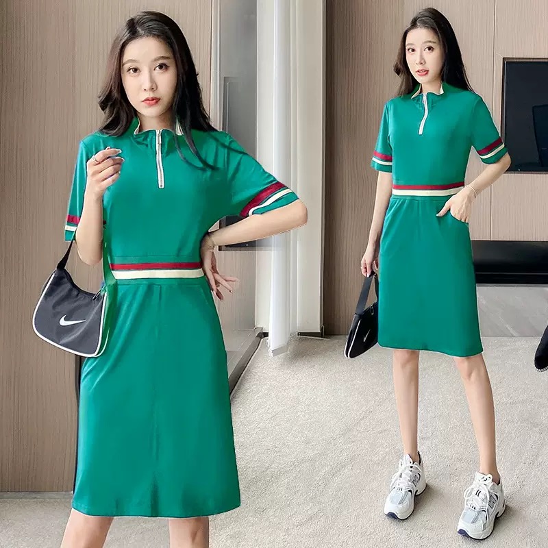 高尔夫球服装女士连衣裙2024春夏装短袖裙胖mm显瘦加大码运动裙子
