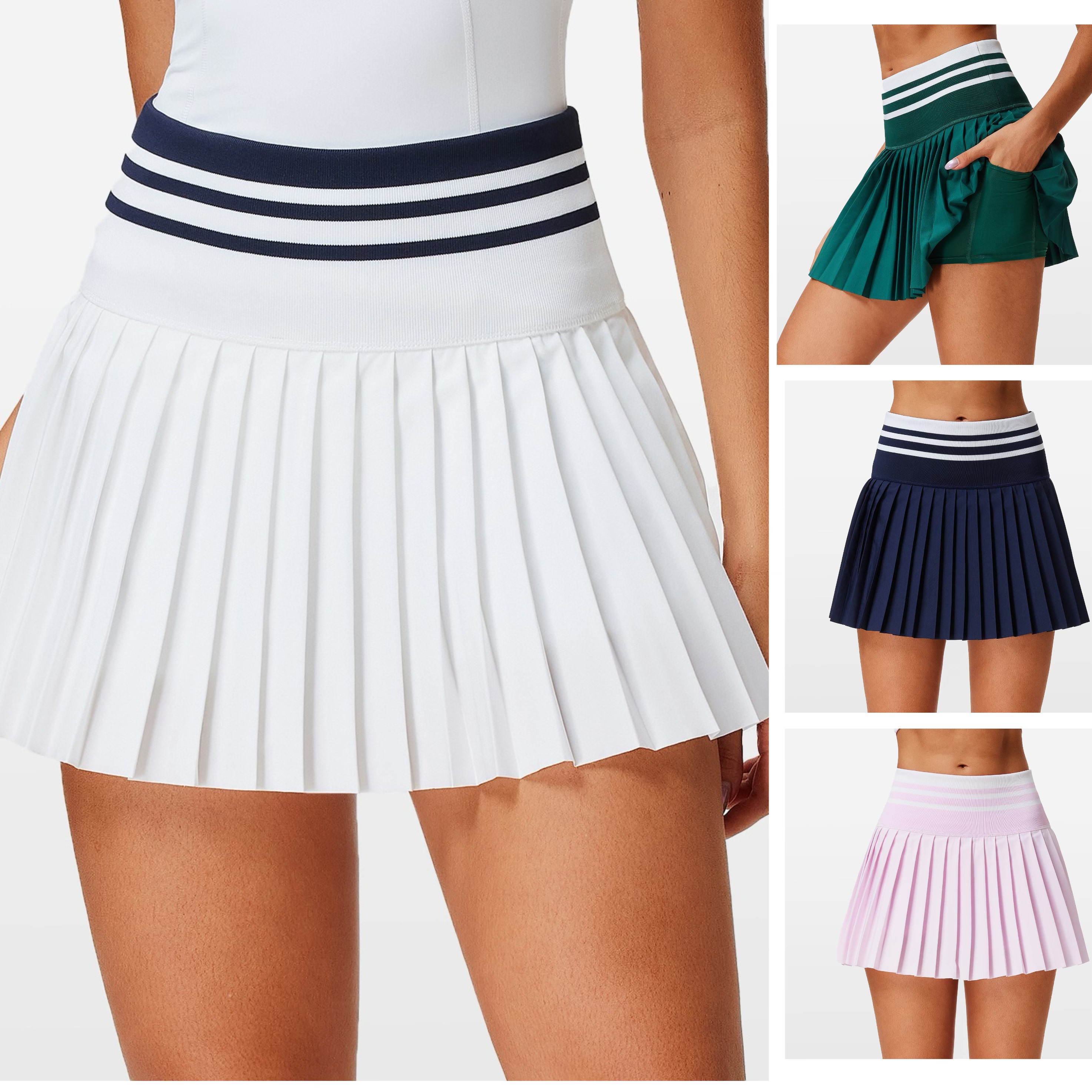 高尔夫球短裙女高腰百褶裙运动健身瑜伽裙速干透气网球裙