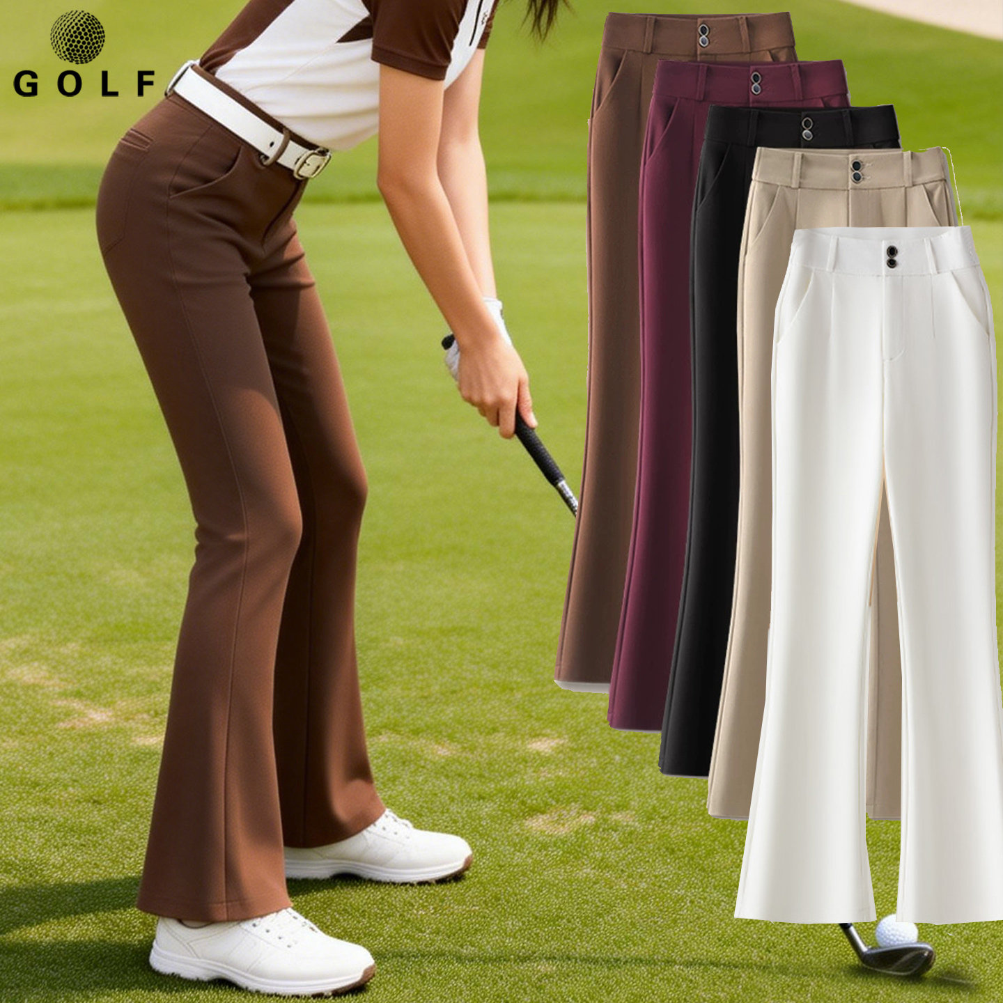 高尔夫女裤秋冬微喇叭加绒高腰速干加长裤子弹力大码春夏小个子裤,运动/瑜伽/健身/球迷用品,高尔夫裤装,淘宝优惠券,粉丝福利购,淘宝优惠卷