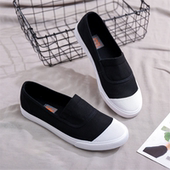 小白鞋 帆布鞋 夏季 女鞋 女平底一脚蹬懒人鞋 43大码 42百搭板鞋