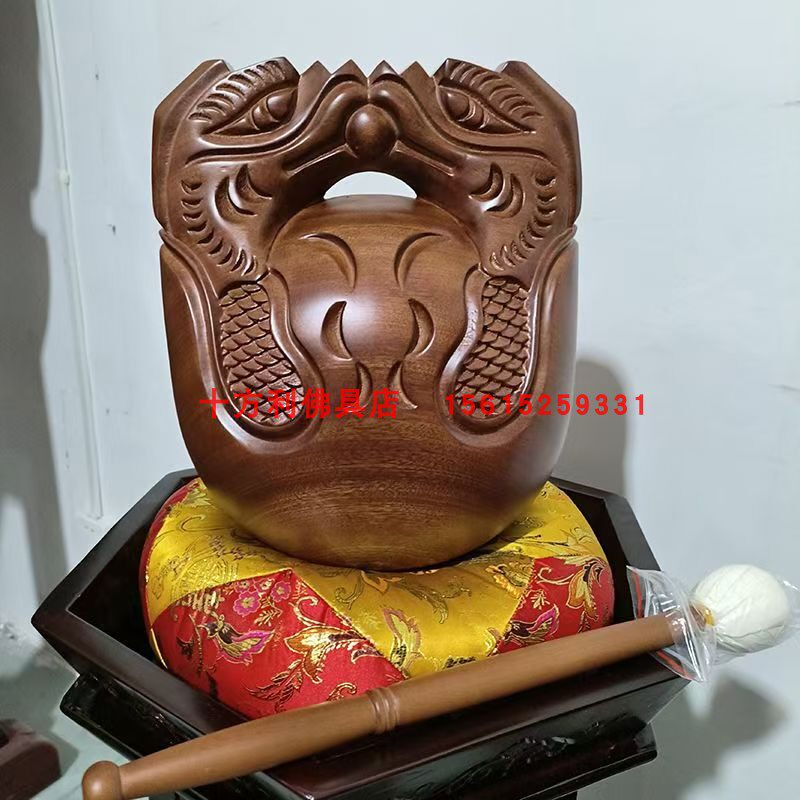 台湾柚木紫檀木木鱼打击乐器敲打静心老式摆件佛具法器家用实木