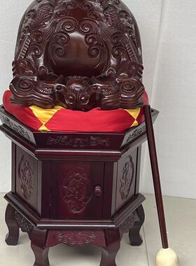 龙雕木鱼寺院法器大殿大木鱼配棉垫锤子桂柚木整木精雕木鱼