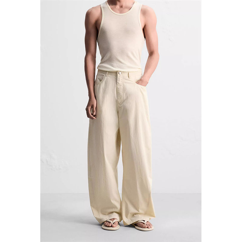 2025秋季新品男装简约宽松弧形科技面料休闲裤阔腿裤8574340 800