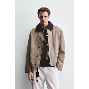 外套3046313 2025年秋季 钩针翻领撞色拼接夹克工装 男装 707 新款