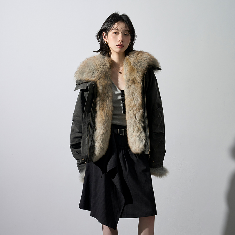 2025冬季新款女进口狐狸毛领派克