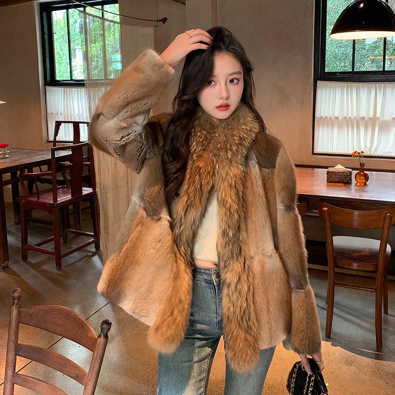 短款青根貂皮草羽绒服2024冬季