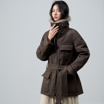 2025冬季新款女工装风毛领羽绒服