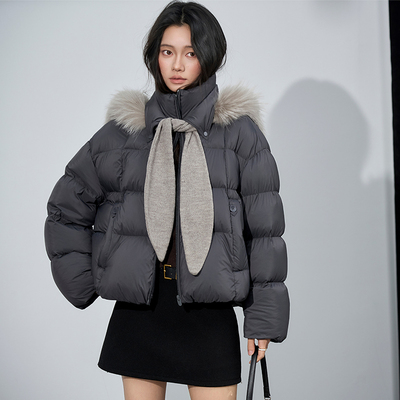 2025新款小个子短款毛领羽绒服