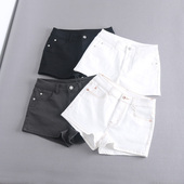 热裤 欧美时尚 女潮 女式 中腰显瘦弹力百搭白色超短裤 夏季 新款