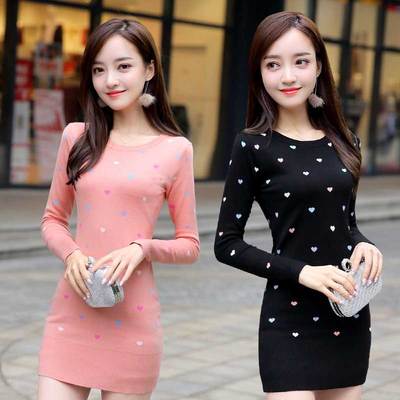 秋冬新款修身风女包臀加厚毛衣