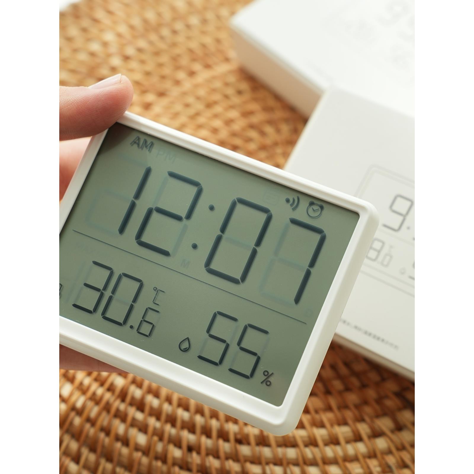 家用室内温湿度计 学生宿舍闹钟 磁吸冰箱贴温湿度数字闹钟K