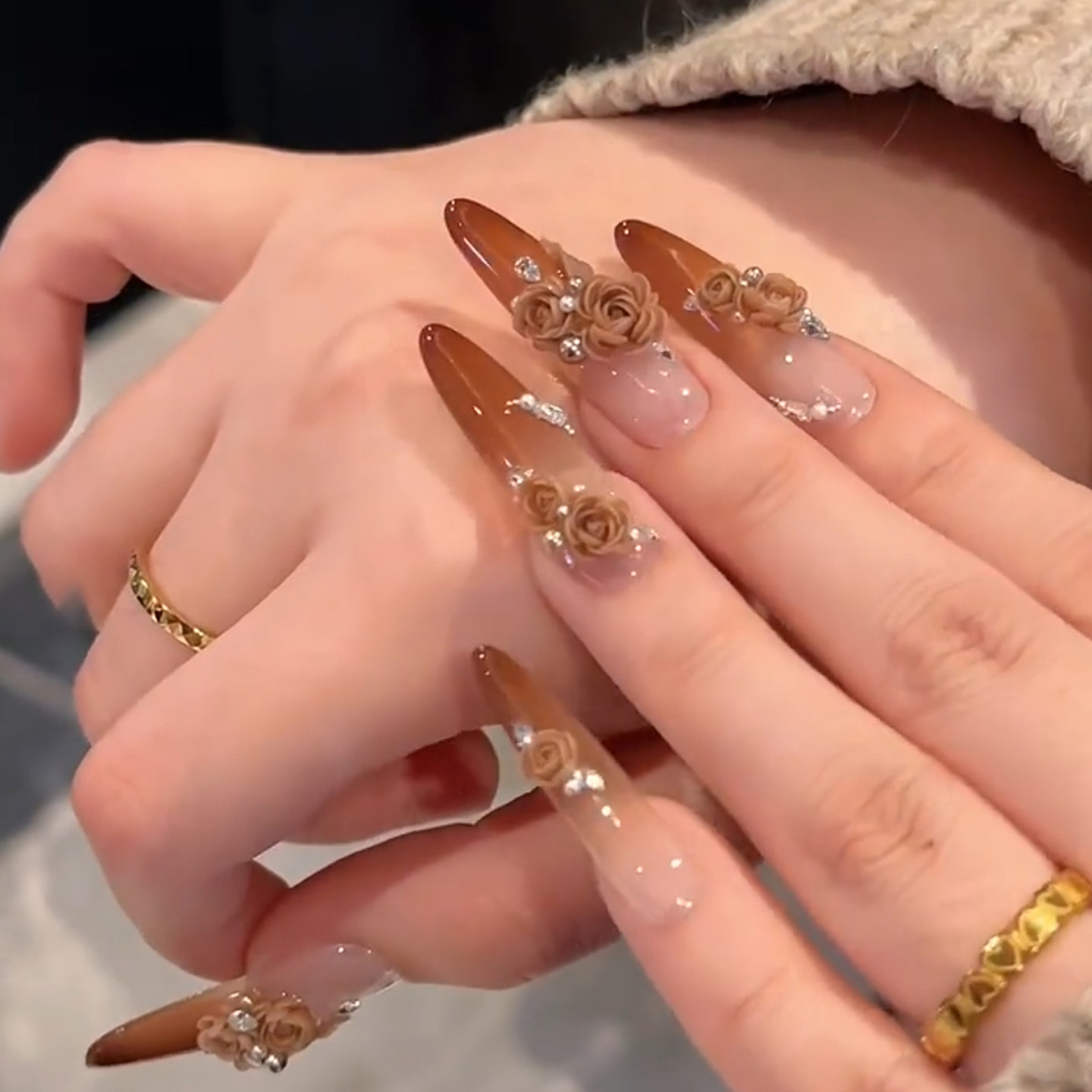 新款纯手工法式棕咖猫眼穿戴甲玫瑰庄园长款可拆卸假指甲成品婚甲,彩妆/香水/美妆工具,穿戴甲/甲片,淘宝优惠券,粉丝福利购,淘宝优惠卷