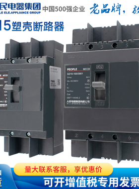 人民电器塑料外壳式断路器DZ15-40 100/290 390空气开关单相三相