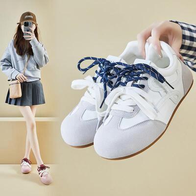 ins韩版新款轻便复古德训小白鞋女2025春季学生平底休闲鞋街拍S09