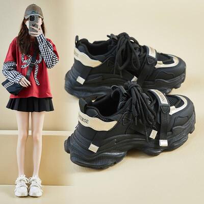 ins韩版新款老爹鞋女2025春季学生运动跑步休闲鞋厚底增高ZL7525