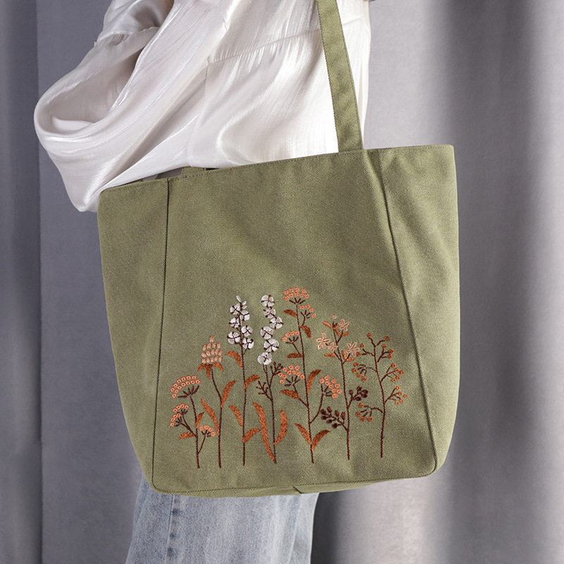大容量2025新款刺绣包包暖暖秋意上班通勤女手提袋托特包单肩包