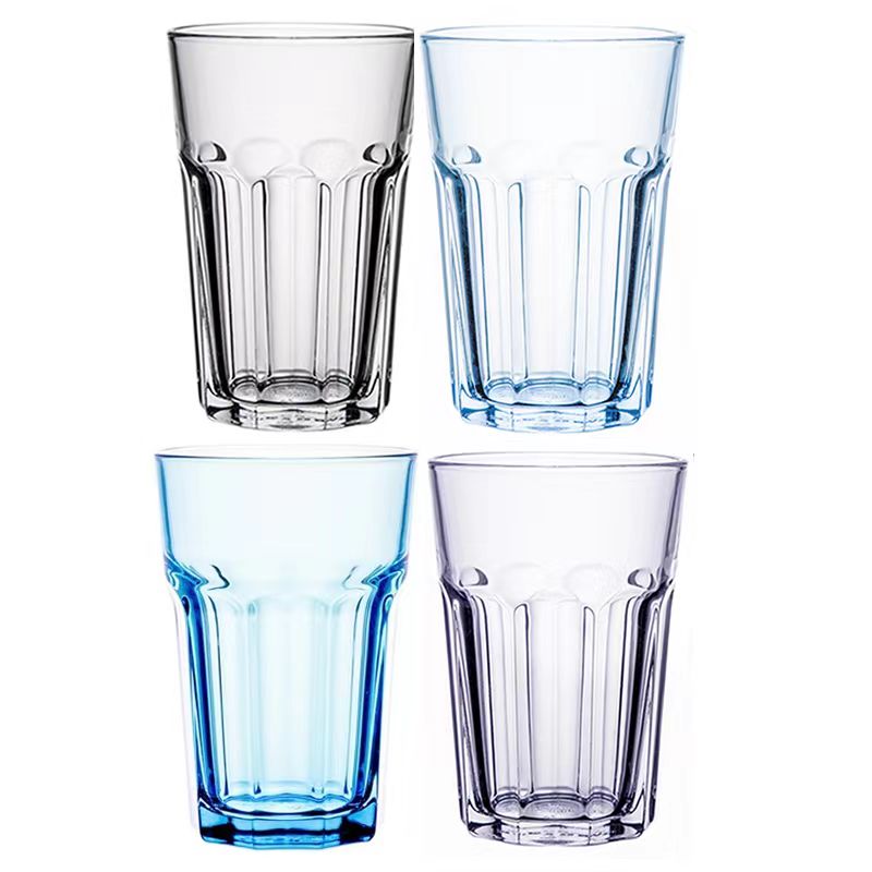 宜家博克尔杯子钢化透明玻璃蓝粉红绿色水杯茶果汁啤酒吧牛奶杯国