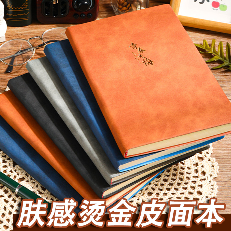 肤感烫金皮面笔记本会议记录本
