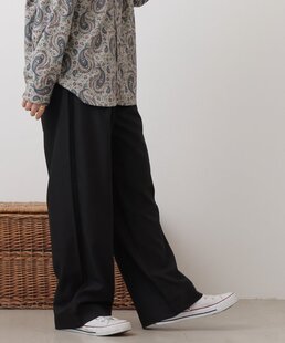 可爱风松紧腰遮肉真丝长裤 复古休闲宽松阔腿裤 日单纯元 DOUBLE