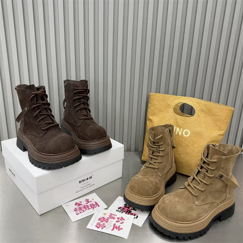 2025新款韩版厚底水洗牛仔布马丁靴女透气短靴增高休闲鞋时尚百搭
