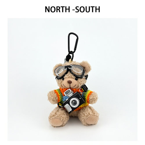 摄影相机小熊钥匙扣毛绒公仔挂件