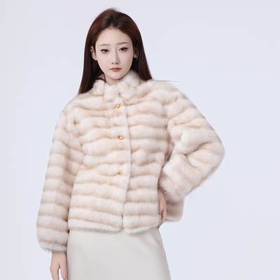 2025新款奢华紫貂立领短款仿皮草外套女环保貂绒质感洋气精致上衣